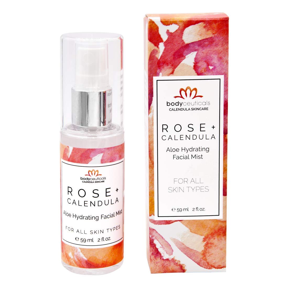 Rose + Calendula Aloe Hydrating Facial Mist - For All Skin Types - Non-Gmo, Vegan, Wheat-Free, Gluten-Free, Soy-Free - 2Oz