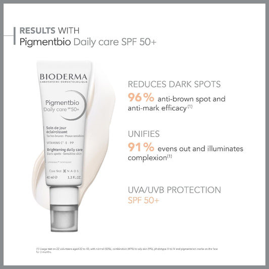 Bioderma Pigmentbio Daily Care Spf50+ - Brightening Face Cream For Pigmentation & Dark Spots, Daily Moisturiser Brightens & Protects From Sun, 40Ml
