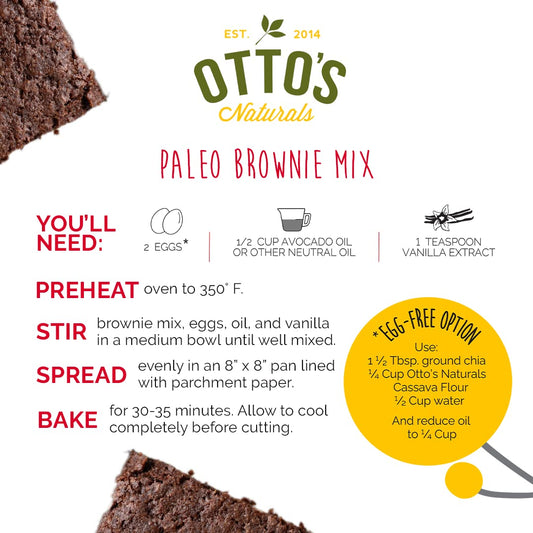 Otto's Naturals Paleo Double Chocolate Brownie Mix - Organic, Gluten-Free, Nut Free, Non-GMO Verified, Made with Organic Cassava Flour - 11.1 Ounce Bag (Paleo Brownie Single)