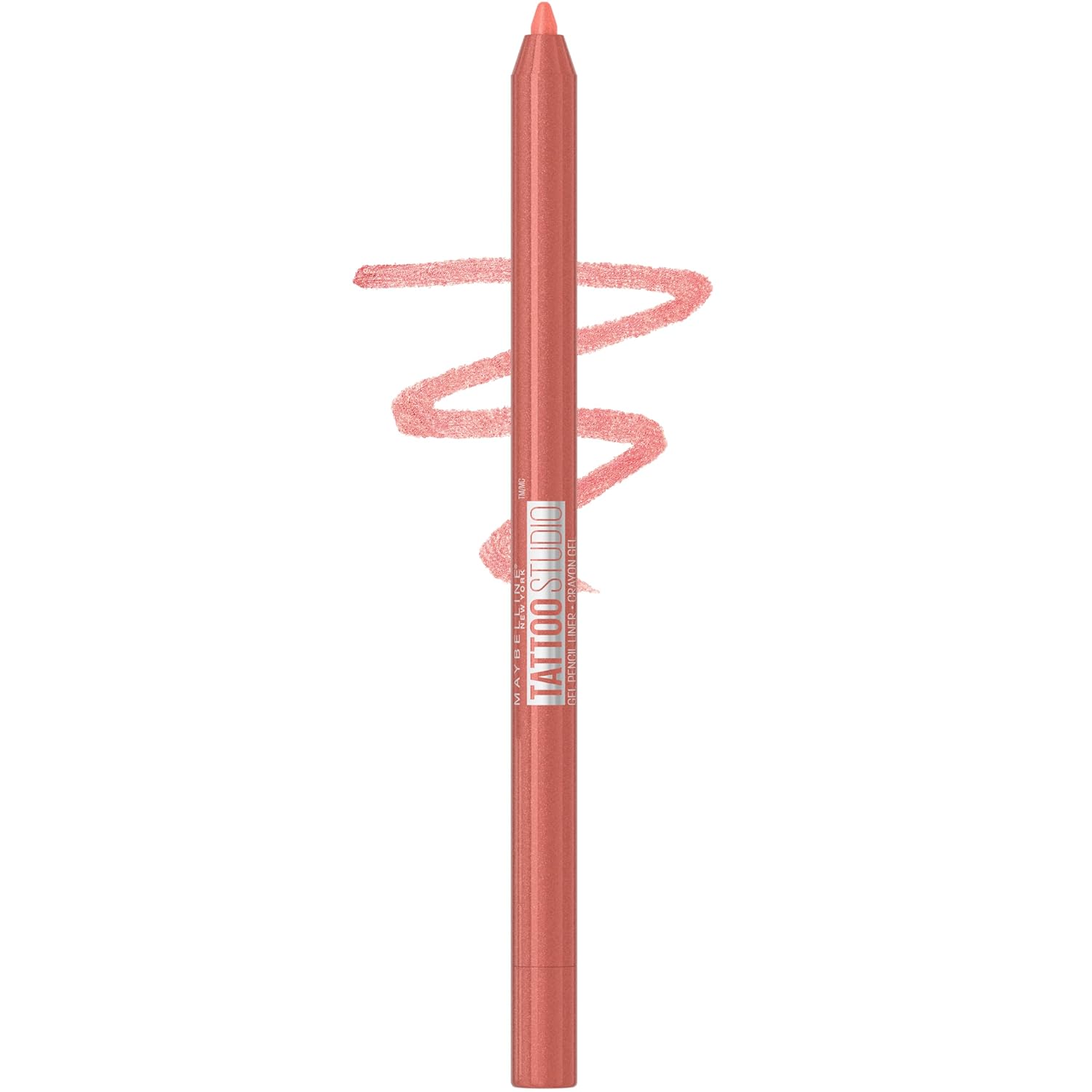 Maybelline Tattoo Studio Sharpenable Eyeliner Pencil, 36 Hour Wear, Waterproof, Peach Pop, 1 Count