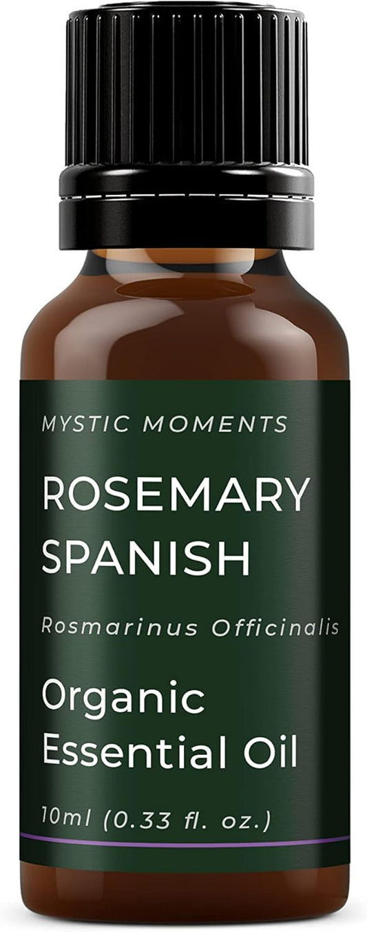 Mystic Moments | Organic Rosemary Spanish Essential Oil 10ml - Pure & Natural oil for Diffusers, Aromatherapy & Massage Blends Vegan GMO Free