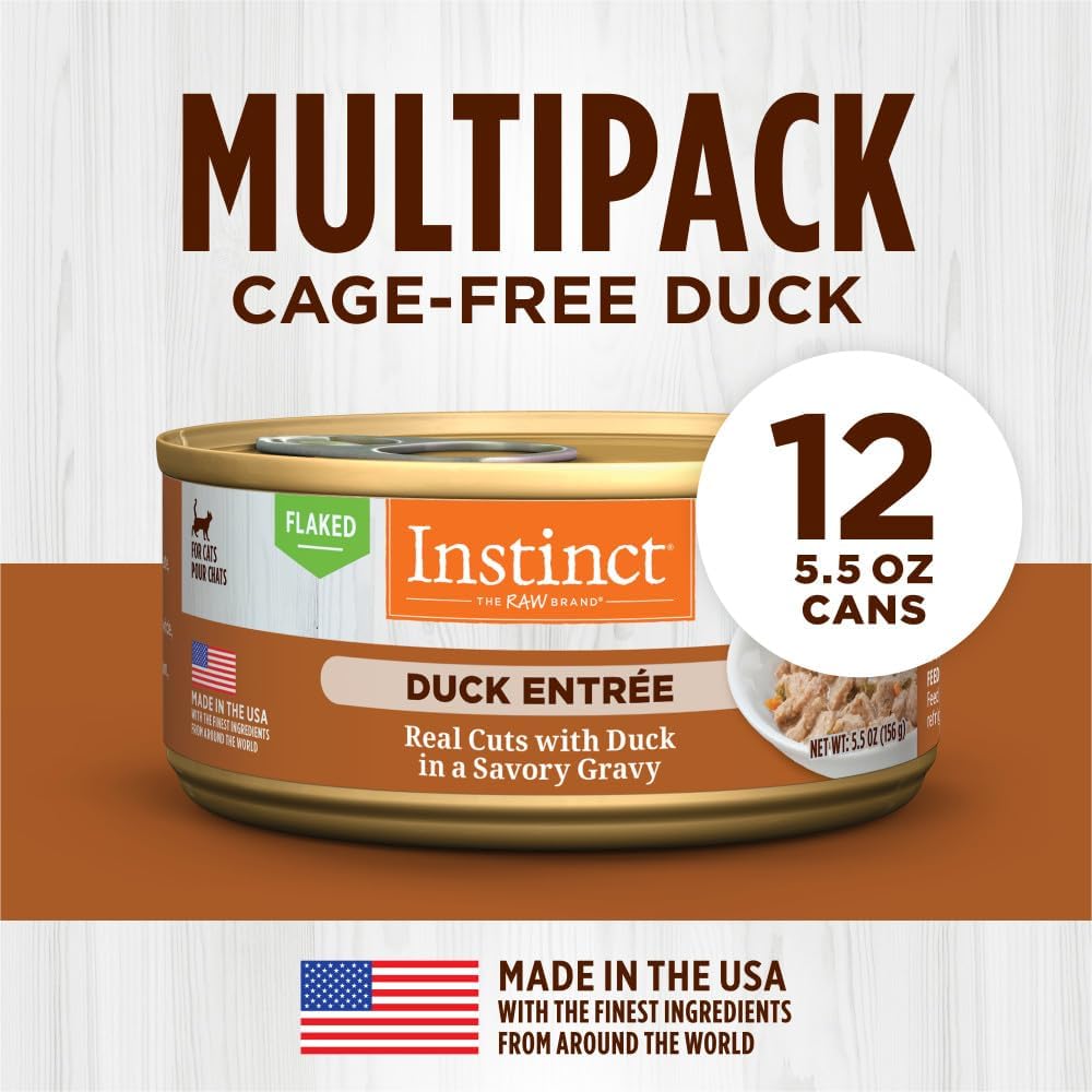 Instinct Flaked Duck Entrée Wet Cat Food - 5.5 Ounces, 12 Pack : Pet Supplies