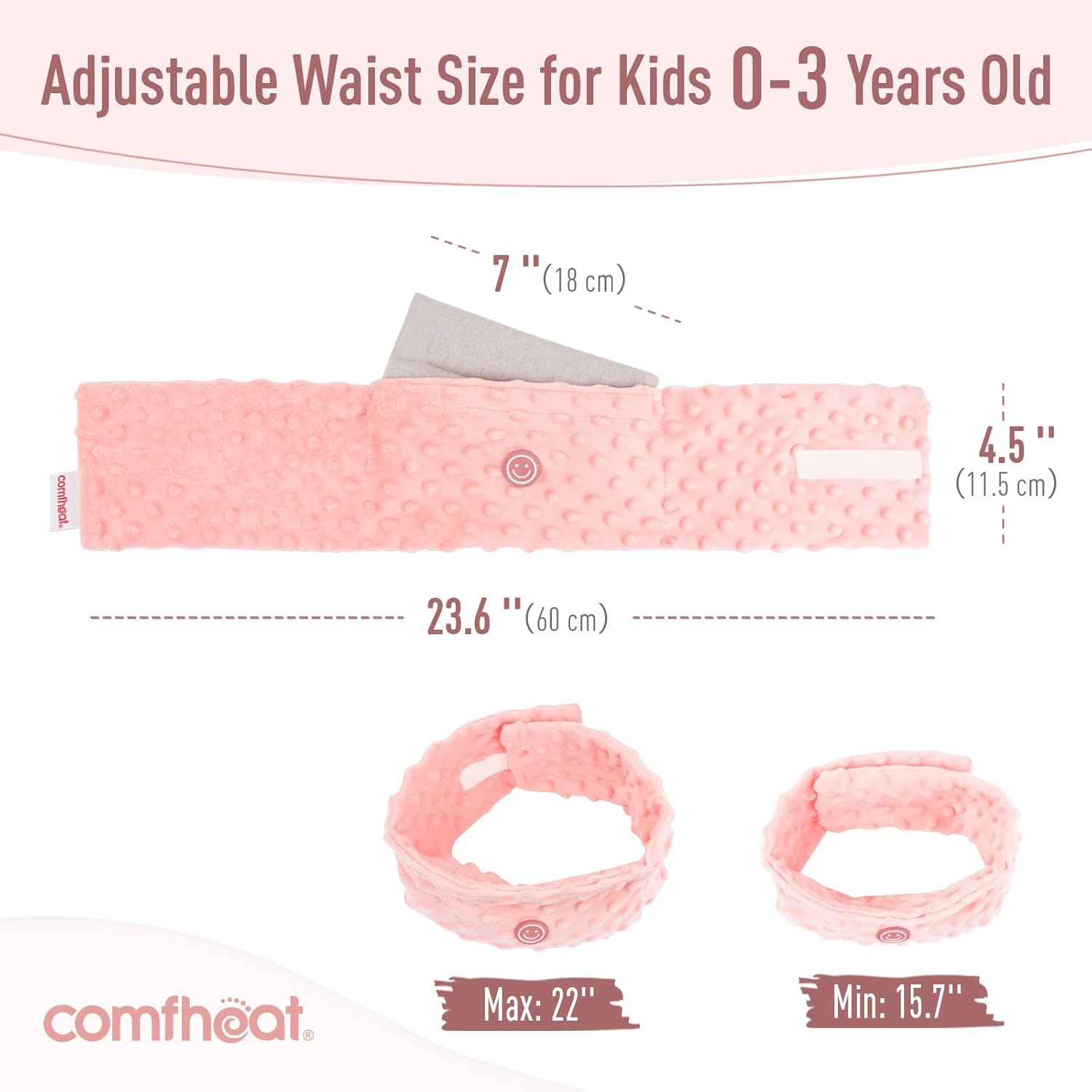 Comfheat Colic And Gas Relief For Newborns And Infants, Flaxseed Heated Tummy Wrap, Baby Swaddling Belt With Soothing Warmth, Natural Relief For Upset Stomach In Babies Toddlers, 0-3 Years (Pink) : Baby