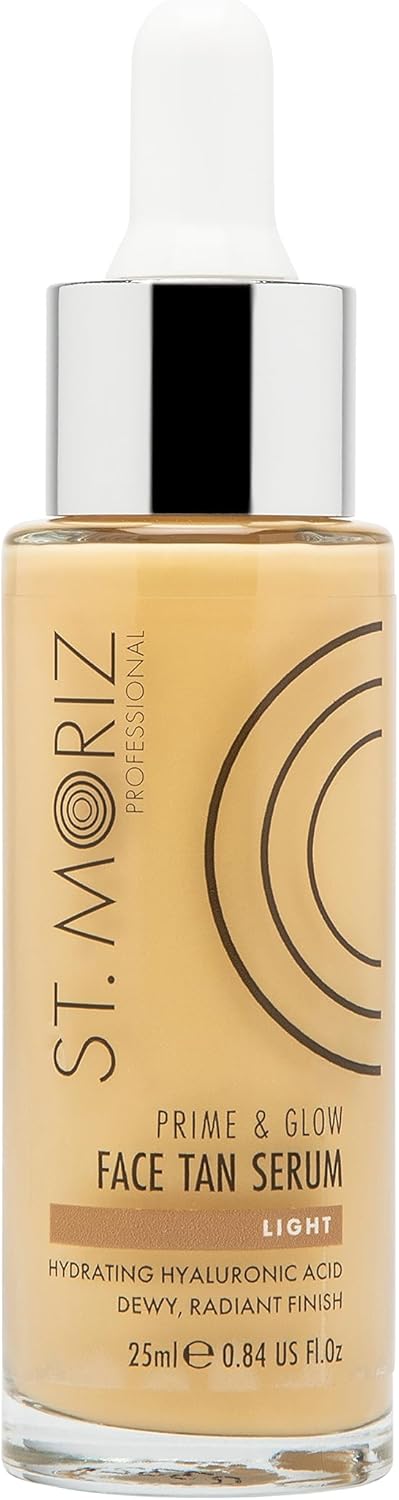 St Moriz Professional Prime & Glow Face Tan Serum | Hydrating 2-In-1 Self Tan Face Serum & Makeup Primer With Hyaluronic Acid | Dewy & Natural Buildable Fake Tan | Vegan & Cruelty Free | 25Ml