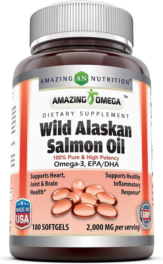 Amazing Omega Wild Alaskan Salmon Oil 2000mg Per Serving Softgels Supp