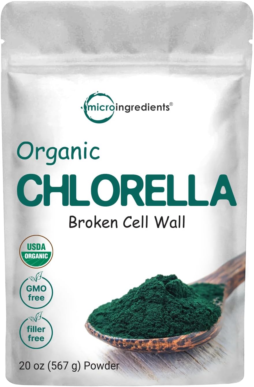 Micro Ingredients Organic Chlorella Powder, 20 Ounces | Broken Cell Wall for Complete Absorption | Raw Superfood Supplement, Rich in Protein & Vitamins | Non-GMO, Vegan, Non-Irradiated