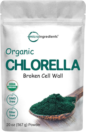 Micro Ingredients Organic Chlorella Powder, 20 Ounces | Broken Cell Wall for Complete Absorption | Raw Superfood Supplement, Rich in Protein & Vitamins | Non-GMO, Vegan, Non-Irradiated