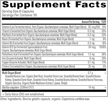 Organ Supplements By Ancient Nutrition, Grass-Fed And Wild Organ Complex Capsules, Liver, Heart, Kidney Supports Organ, Cognitive, And Immune System Health, 180 Ct