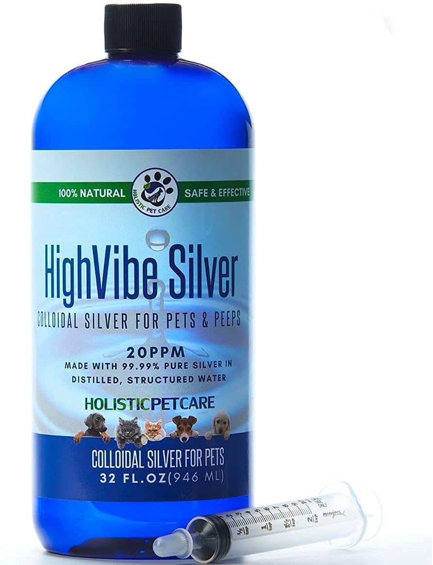 HighVibe Silver-Colloidal Silver for Pets 32 oz-Colloidal Silver Dogs, Colloidal Silver Cats