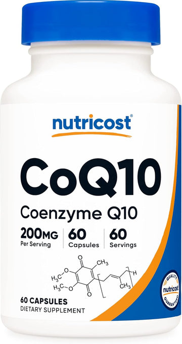 Nutricost CoQ10 200mg, 60 Vegetarian Capsules, 60 Servings - High Absorption, Vegetarian, Non-GMO, Coenzyme Q10