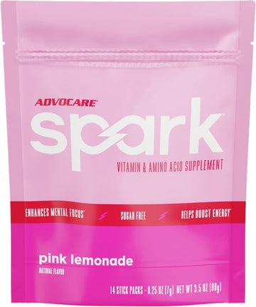 Advocare Spark Vitamin & Amino Acid Supplement - Focus & Energy Drink Powder Mix With Vitamin A, B-6, C & E - Also Includes L-Carnitine & L-Tyrosine - Pink Lemonade, 14 Stick Packs