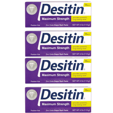 Desitin Diaper Rash Paste, Maximum Strength, 4 Ounces (Pack of 4) : Baby