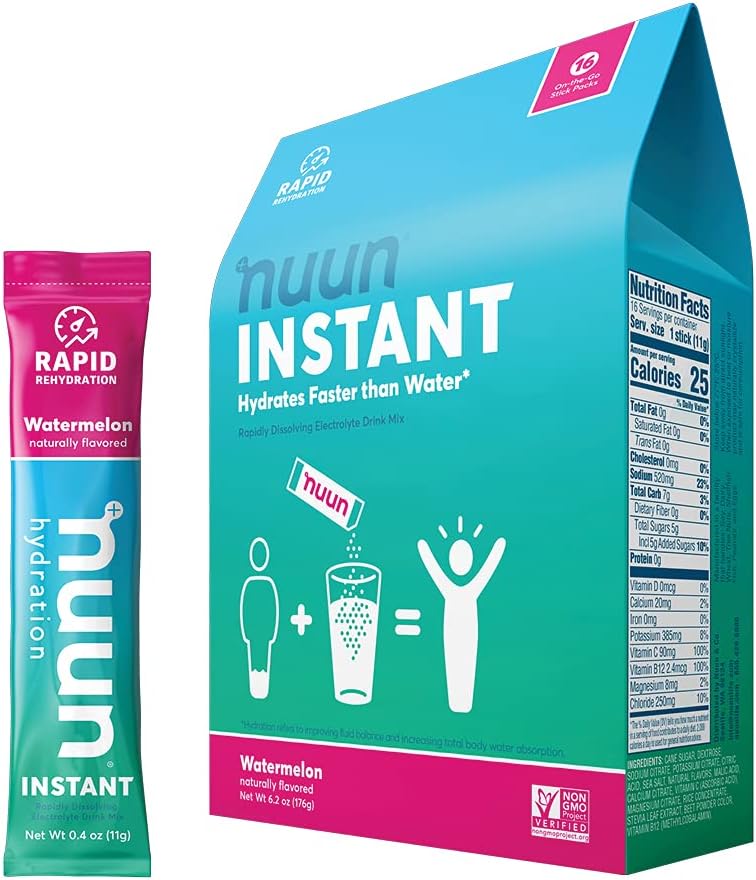 Nuun Instant Electrolyte Powder Packets for Rapid Hydration, Watermelo