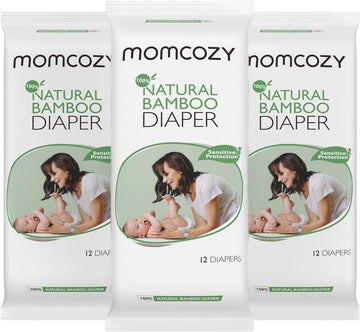 Momcozy Diapers Portable Packs, Mini Size Resealable Package Disposable Diapers, Bamboo Diapers Trial Pack Hypoallergenic For Sensitive Skin, Baby Shower Gift, Baby Diapers Size 1, 36 Ct (3 Pack)
