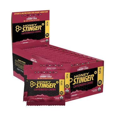 Honey Stinger Cherry Cola Caffeinated Energy Chew | Gluten Free | With Caffeine | For Exercise, Running And Performance | Sports Nutrition For Home & Gym, Pre And Mid Workout | 12 Pack, 23.2 Ounce