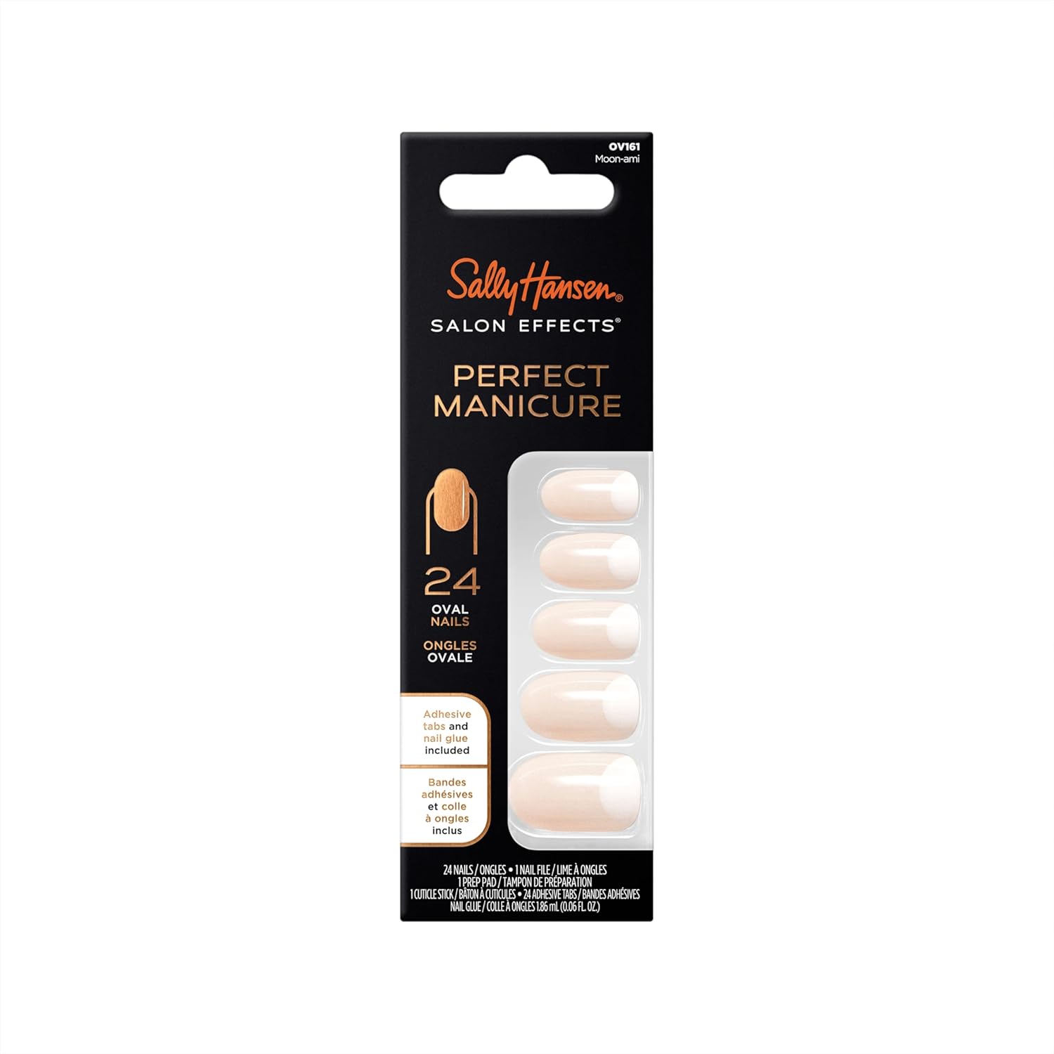 Sally Hansen Salon Effects® Perfect Manicure, Moon-Ami, Press On Nails, Oval Shaped, Non-Damaging Adhesive Tabs, File, And Alcohol Pad Included