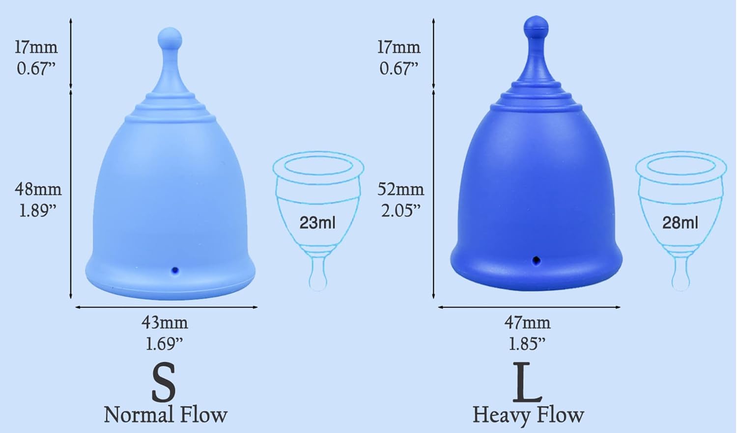 SHORDY Menstrual Cups Set of 2(Small+Large) with Box Soft Menstrual Cup & Flexible Period Cups for Women Upto 12 Hours Eco-Friendly & Safer Tampons Discs Pads Alternative Copa Menstrual (Blue) : Health & Household