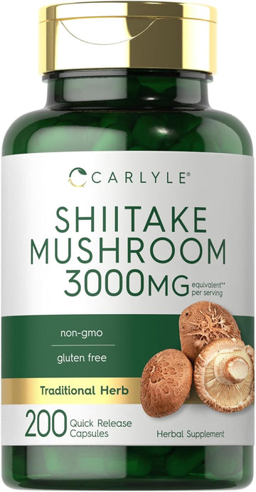 Carlyle Shiitake Mushroom Extract | 3000Mg | 200 Capsules | Non-Gmo, Gluten Free