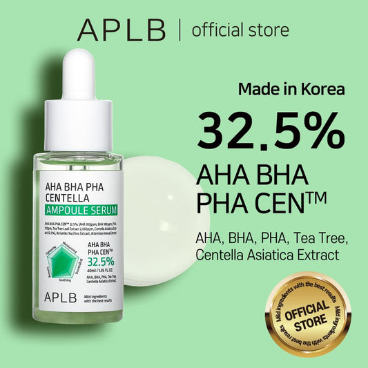 Aplb Aha Bha Pha Centella Ampoule Serum | Aha Bha Pha Cen™ 32.5% 1.35 Fl.Oz/Korean Skincare, Exfoliant, Long Lasting Moisturizing, Revitalize For Gentle And Improve Skin Texture