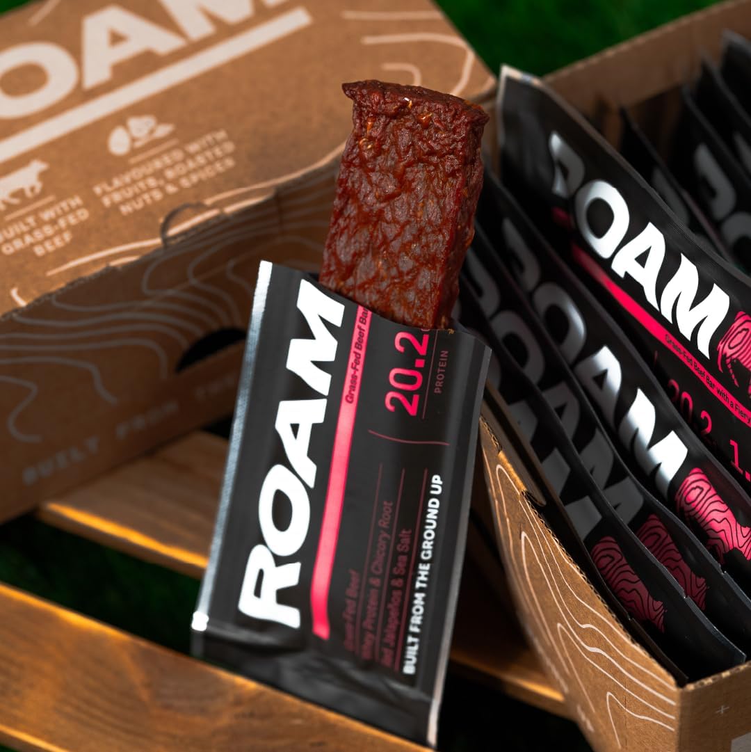 ROAM Natural Protein Bars, Meal Replacement Keto Bars, 12 x 45g Beef Bar & Healthy Snacks, Gluten Free Keto Sticks, High Protein Snacks (Jalapeño Chilli) : Amazon.co.uk: Health & Personal Care
