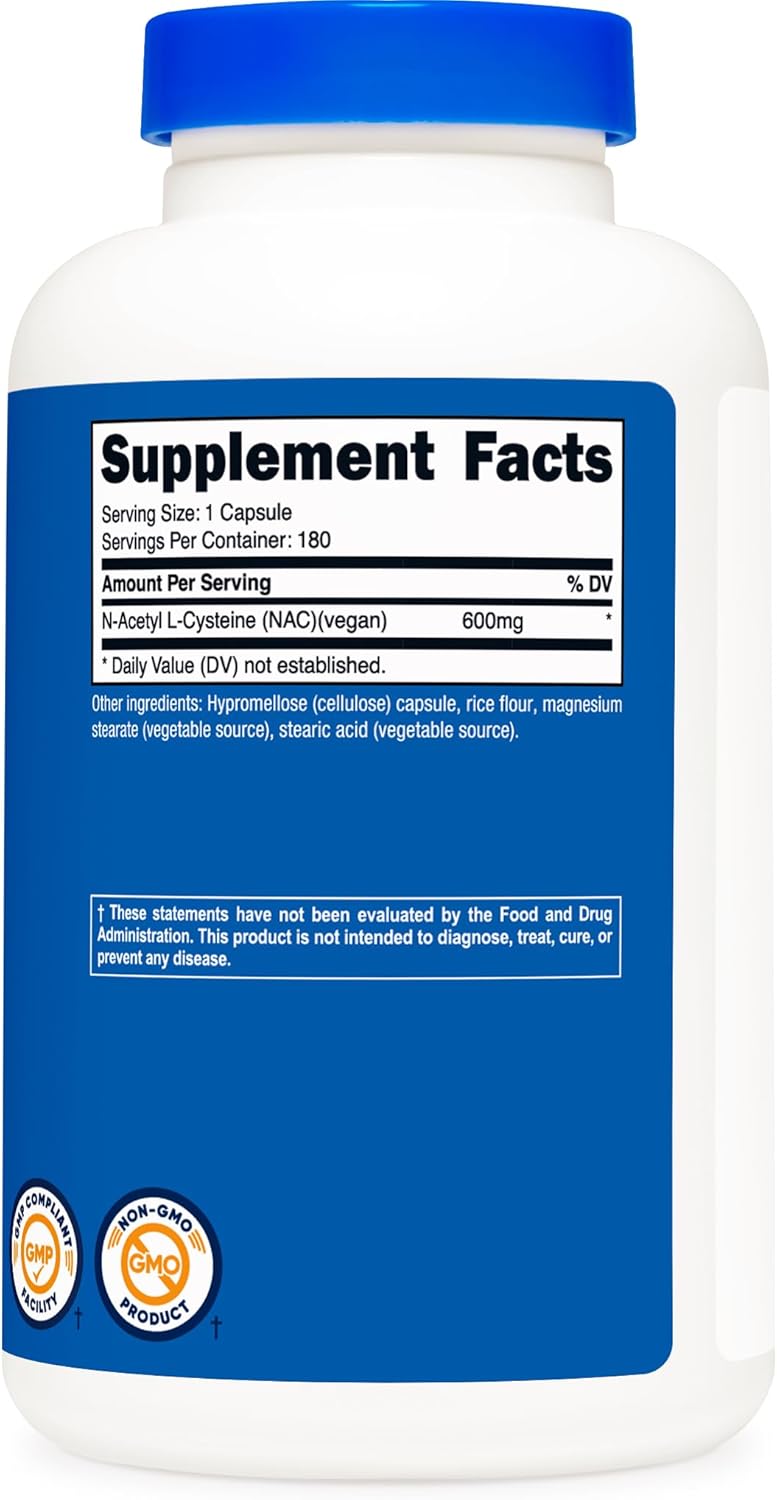 Nutricost N-Acetyl L-Cysteine (NAC) 600mg, 180 Capsules - Non-GMO, Gluten Free : Health & Household