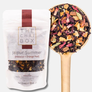 The Chai Box - Jaipur Summer - Premium Hibiscus Tea - Black Loose Leaf Tea W/Hibiscus, Orange Peel, Cardamom. Delicious Over Ice! Single-Origin Premium Spices - 2.5Oz