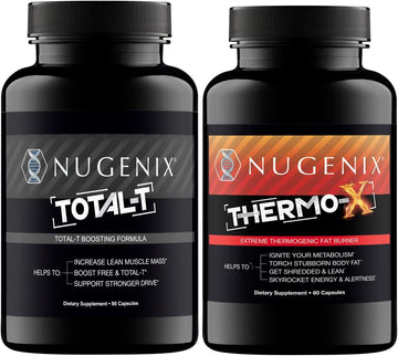 Nugenix Total-T Thermo-X Free And Total Testosterone Booster & Fat Burner Supplement Bundle