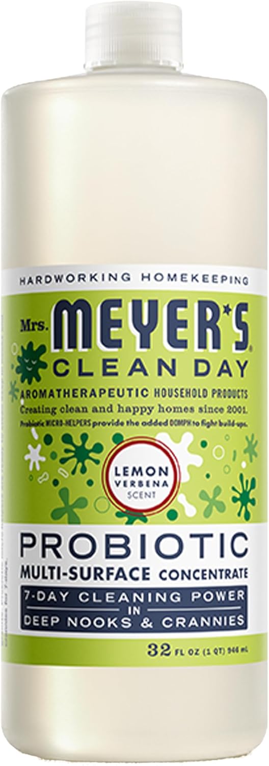 Mrs. Meyer'S Clean Day Probiotic Multi-Surface Concentrate Cleaner, Lemon Verbena, Cleans Crevices And Tough Stains, 32 Fl Oz