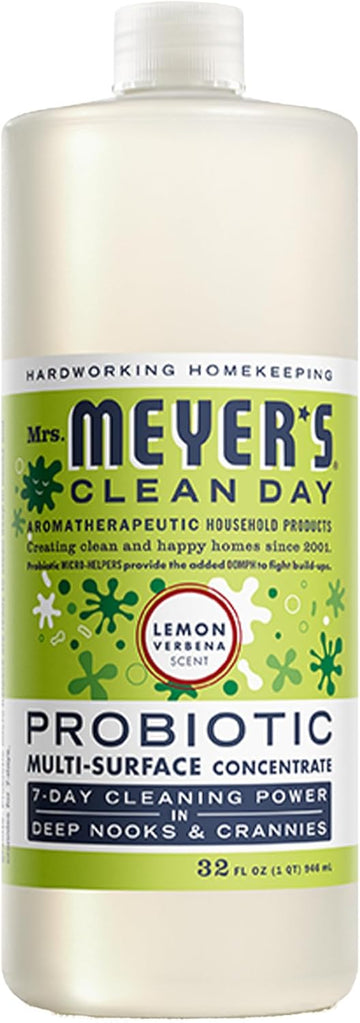 Mrs. Meyer'S Clean Day Probiotic Multi-Surface Concentrate Cleaner, Lemon Verbena, Cleans Crevices And Tough Stains, 32 Fl Oz
