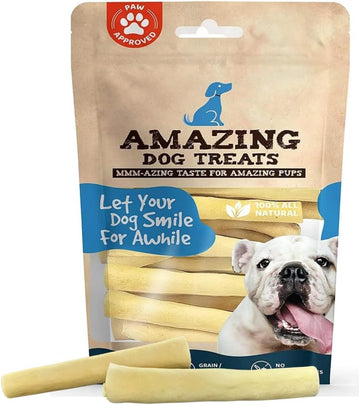 Amazing Dog Treats - Cow Tail Dog Chews (6 Inch Regular - 25 Pack) - Sourced from 100% Grass Fed Cattle - All Natural - Long Lasting Chew for Dogs - Rawhide Alternative for Dogs