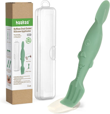 Haakaa Baby Diaper Cream Spatula, Nomess Dual-Ended Silicone Diaper Rash Cream Applicator With Hygienic Case, Butt Spatula For Baby, Lavender