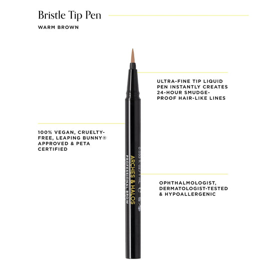Arches And Halos Fine Bristle Tip Pen - Eyebrow Pencils For Women - Vegan Brow Pencil - Smudge-Proof, Buildable Formula - Charcoal - 0.02 Oz