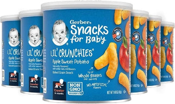 Gerber Snacks for Baby Lil Crunchies Apple Sweet Potato Puffs, 1.48 oz (6 Pack)