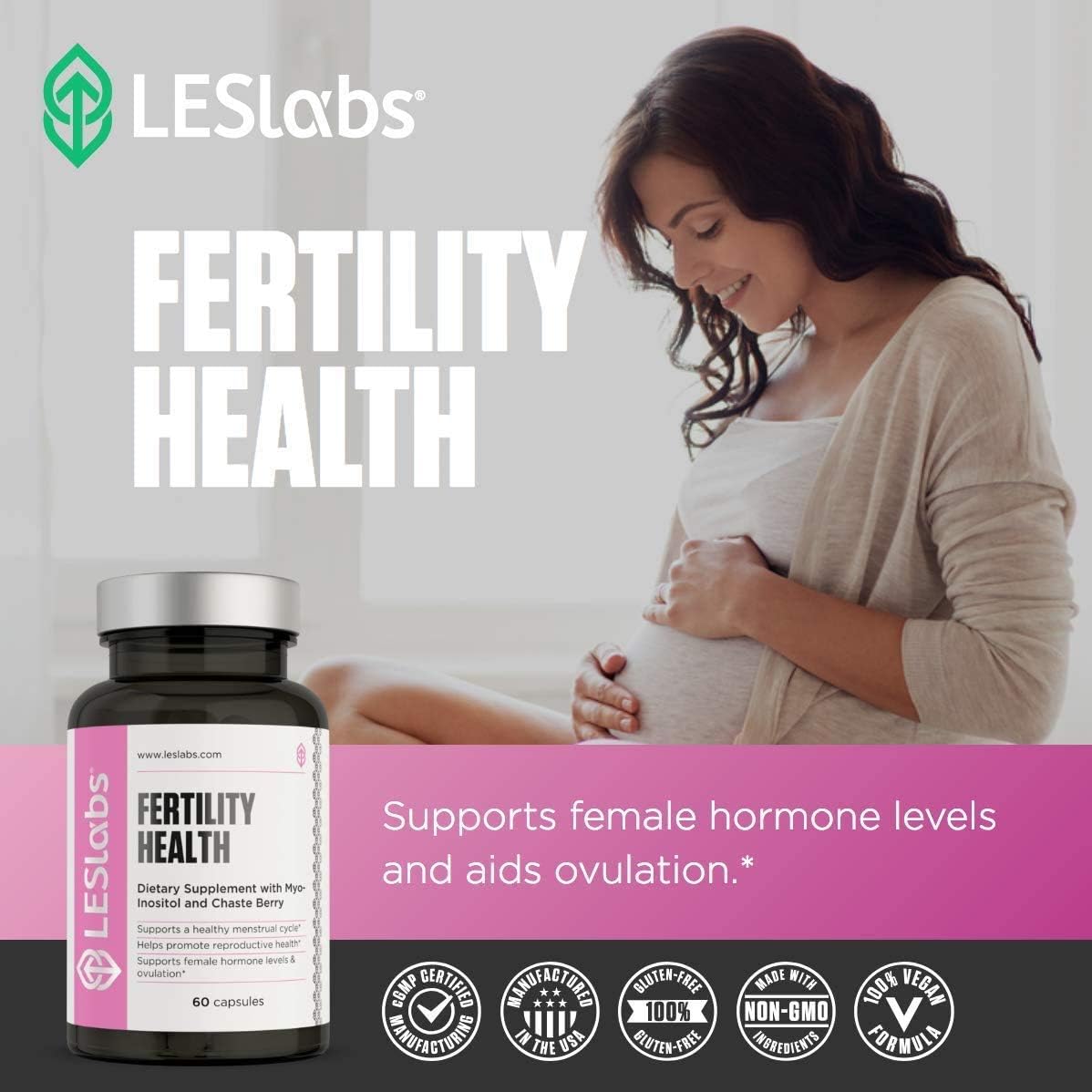 LES Labs Fertility Health – Cycle Regulation, Ovulation & Fertility Support, Hormonal Balance, Ovarian Health – Myo-Inositol, Vitex, Chaste Tree, DIM & Folate – Non-GMO Supplement – 60 Capsules : Health & Household