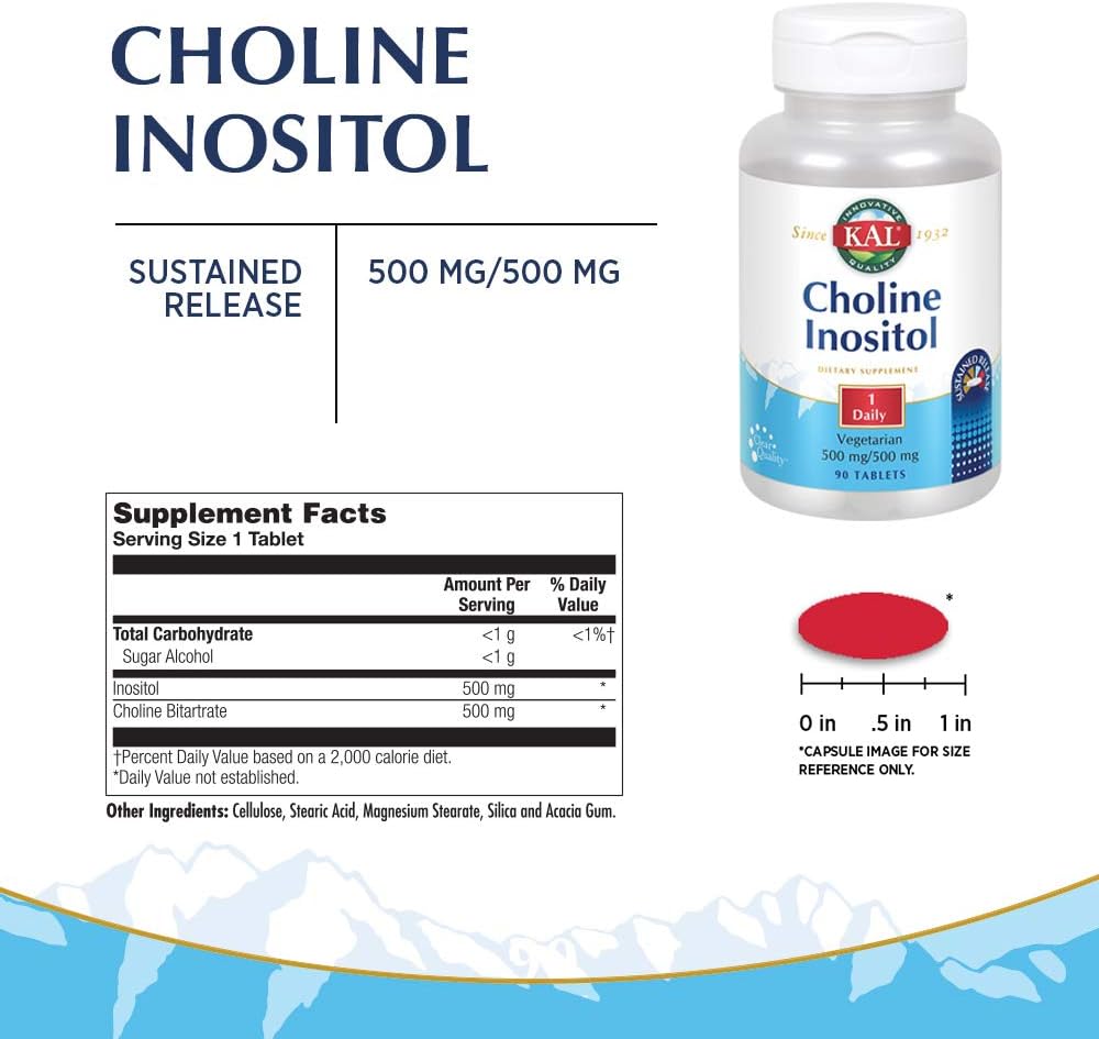 KAL Choline Inositol Tablets 195/500 mg 90 Count