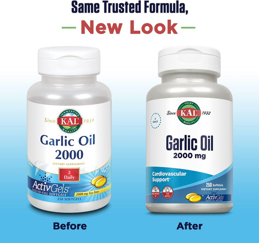 KAL Garlic Oil 2000 Softgels, 250 Count : Health & Household