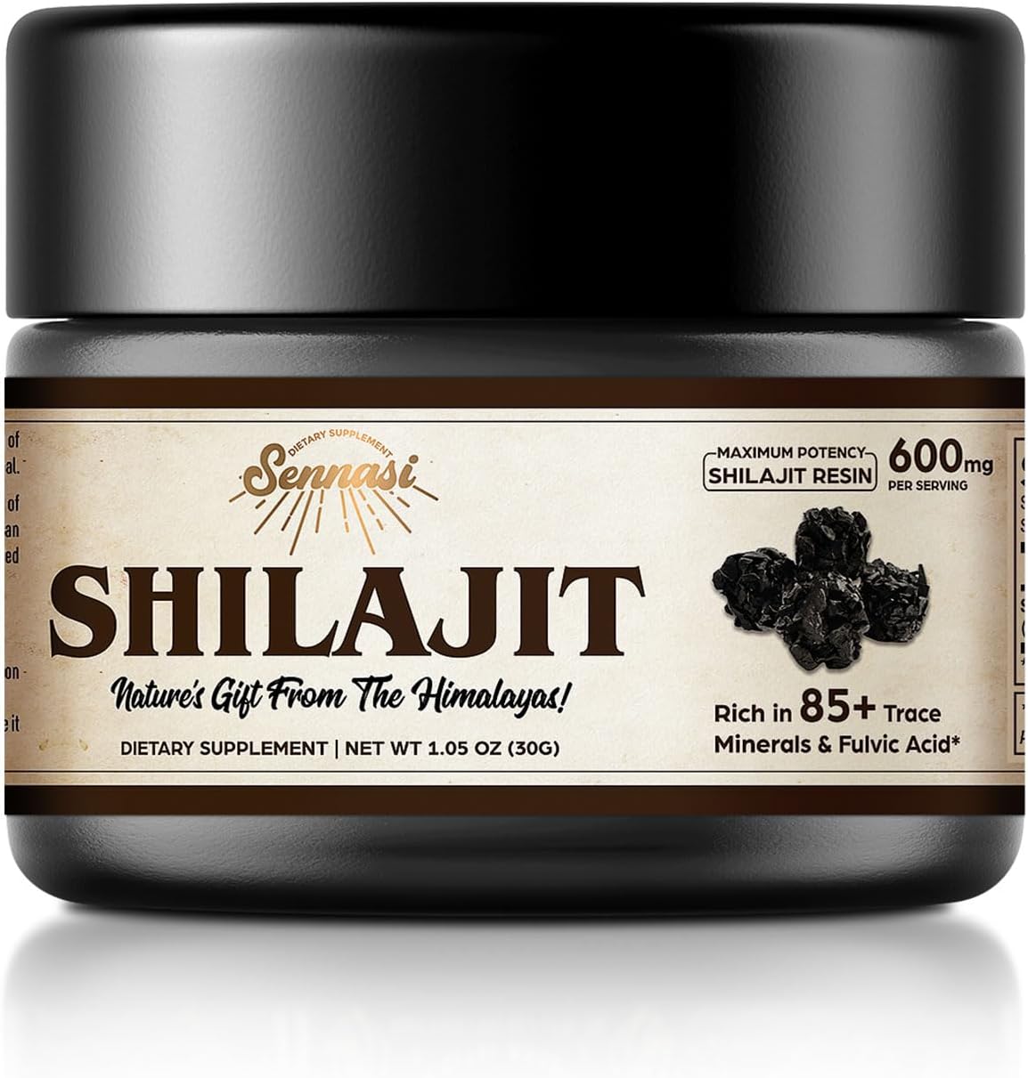 Shilajit Pure Himalayan Organic Shilajit Resin - 600Mg Maximum Potency Natural Organic Shilajit Resin With 85+ Trace Minerals & Fulvic Acid For Energy, Immune Support, 30 Grams (1 Pack)
