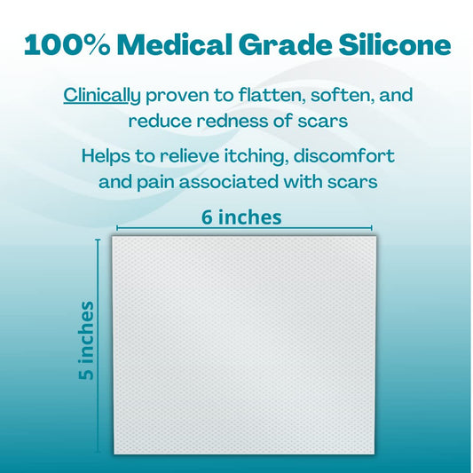 Newgel+ Advanced Silicone Professional Scar Treatment Tape For Irregular Shaped Scars From Surgery, Injury, Keloids, Burns, Reusable, 5" X 6" (1 Count) (Clear)