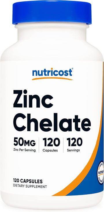 Nutricost Zinc Chelate 50mg, 120 Vegetarian Capsules - Gluten Free and