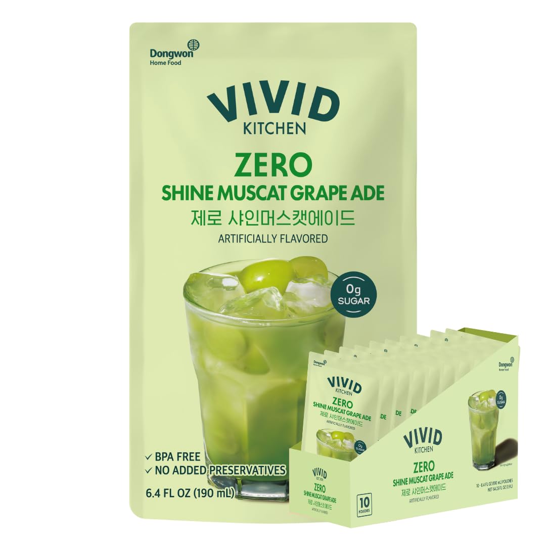 Vivid Kitchen Peach Iced Tea Pouch Drinks – Zero Sugar, Zero Calories | Korean Convenience Store Drink | No Artificial Preservatives Or Corn Syrup | 6.4 Fl Oz (10 Pouches) (10 Pouch, Peach Iced Tea)