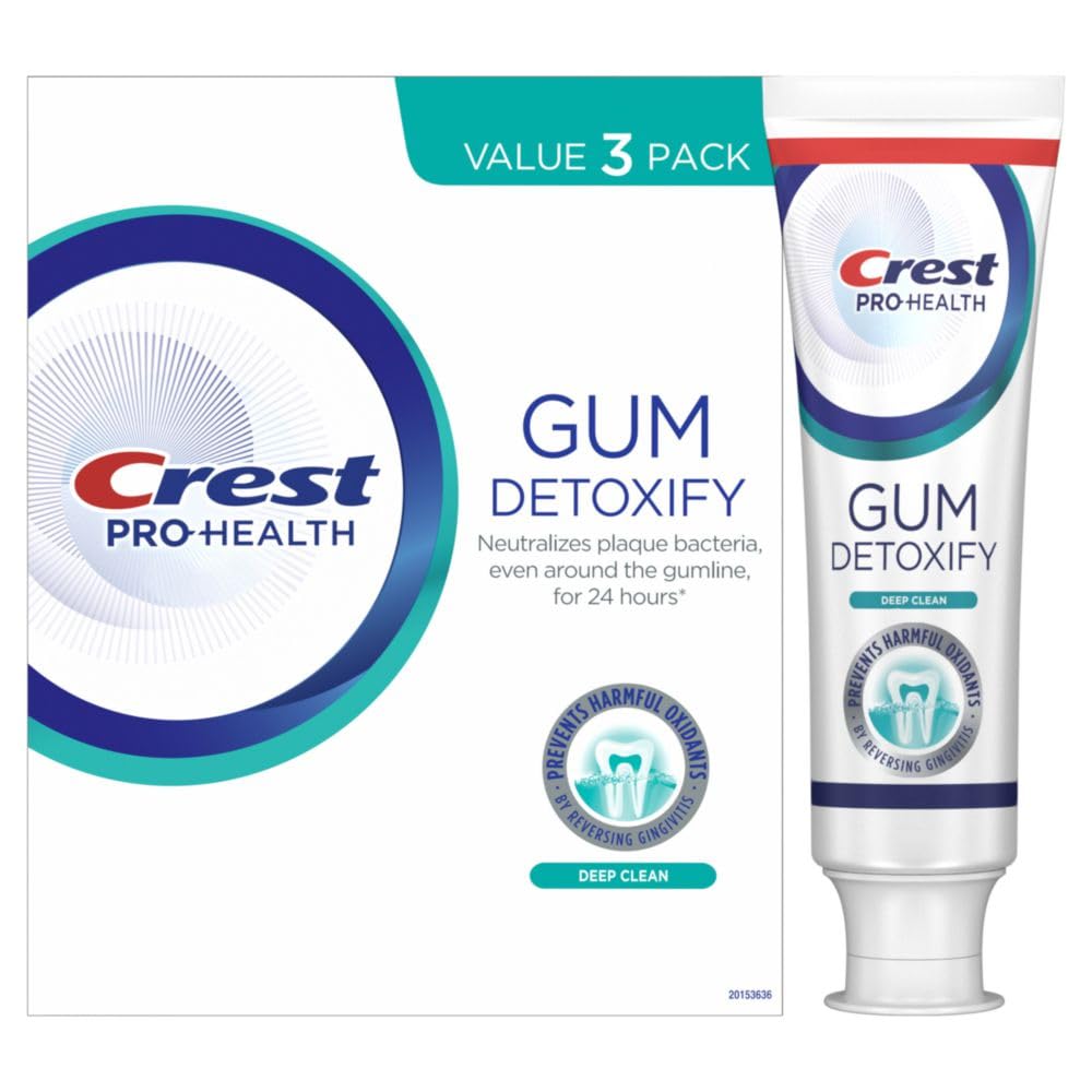 Crest Pro-Health Gum Detoxify Deep Clean Toothpaste 4.8 Oz Pack Of 3 - Anticavity, Antibacterial Flouride Toothpaste, Clinically Proven, Gum And Enamel Protection, Plaque Control