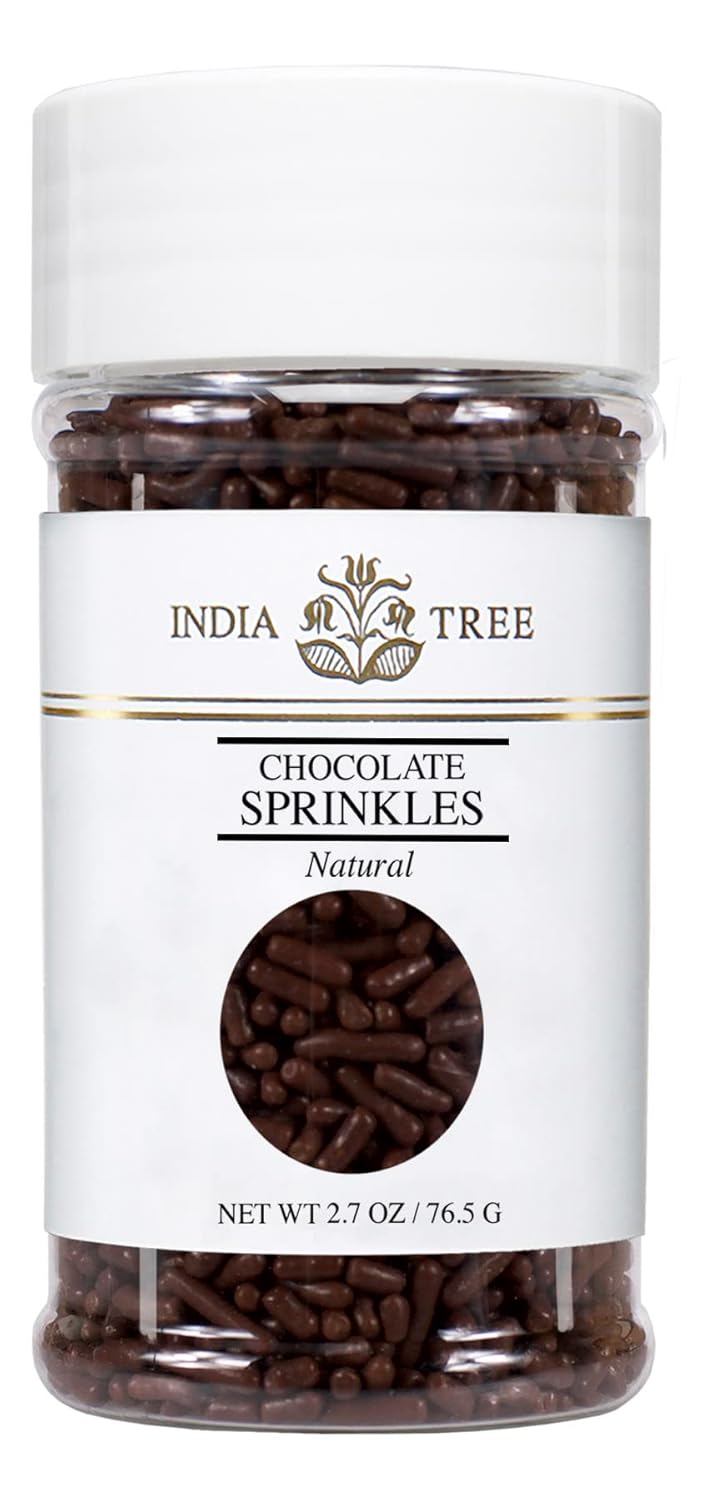 India Tree, Chocolate Vermicelli Sugar Sprinkles, Small Jar | Party Decoratifs For Baking And Decorating | 2.7 Oz (Pack Of 6)