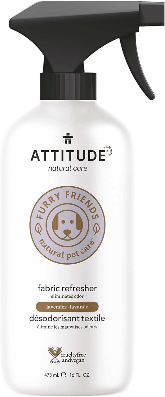ATTITUDE Fabric Refresher for Pets, Neutralizes Odors, Plant and Mineral-Based Ingredients, Vegan and Cruelty-free, Lavender, 16 Fl Oz