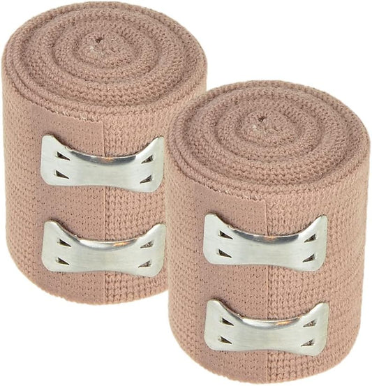 Dealmed 2" Elastic Bandage Wrap With Clip Closure – 10 Elastic Bandages, 4.5 Yards Stretched Compression Bandage Wrap, Wound Care Product For First Aid Kit And Medical Facilities