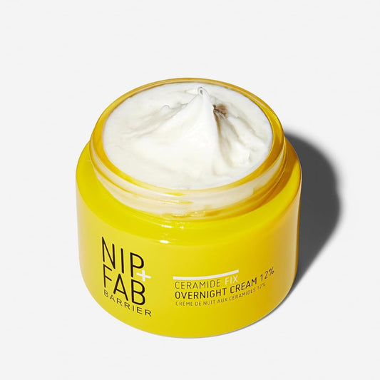 Nip+Fab Ceramide Fix Overnight Cream 12% 50 Ml, Luxurious Skin Barrier Replenisher, Elastin Production Support, Giving Your Skin A Firmer, More Youthful Appearance, With Azelaic Acid And Biolin