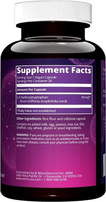 Mrm Nutrition 5-Htp (5-Hydroxy-Tryptophan) 50Mg | Vegan + Gluten-Free | 30 Servings