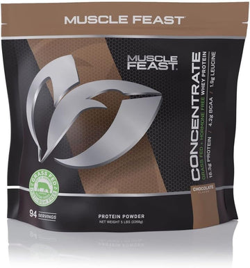 Muscle Feast Grass-Fed Whey Protein Concentrate Powder, All Natural Hormone Free Pasture Raised, Chocolate, 5Lb (94 Servings)