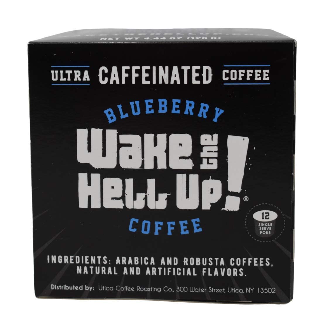 Wake The Hell Up! Ultra-Caffeinated Blueberry Flavored Single Serve Coffee, 12 Pods, 2.0 Compatible