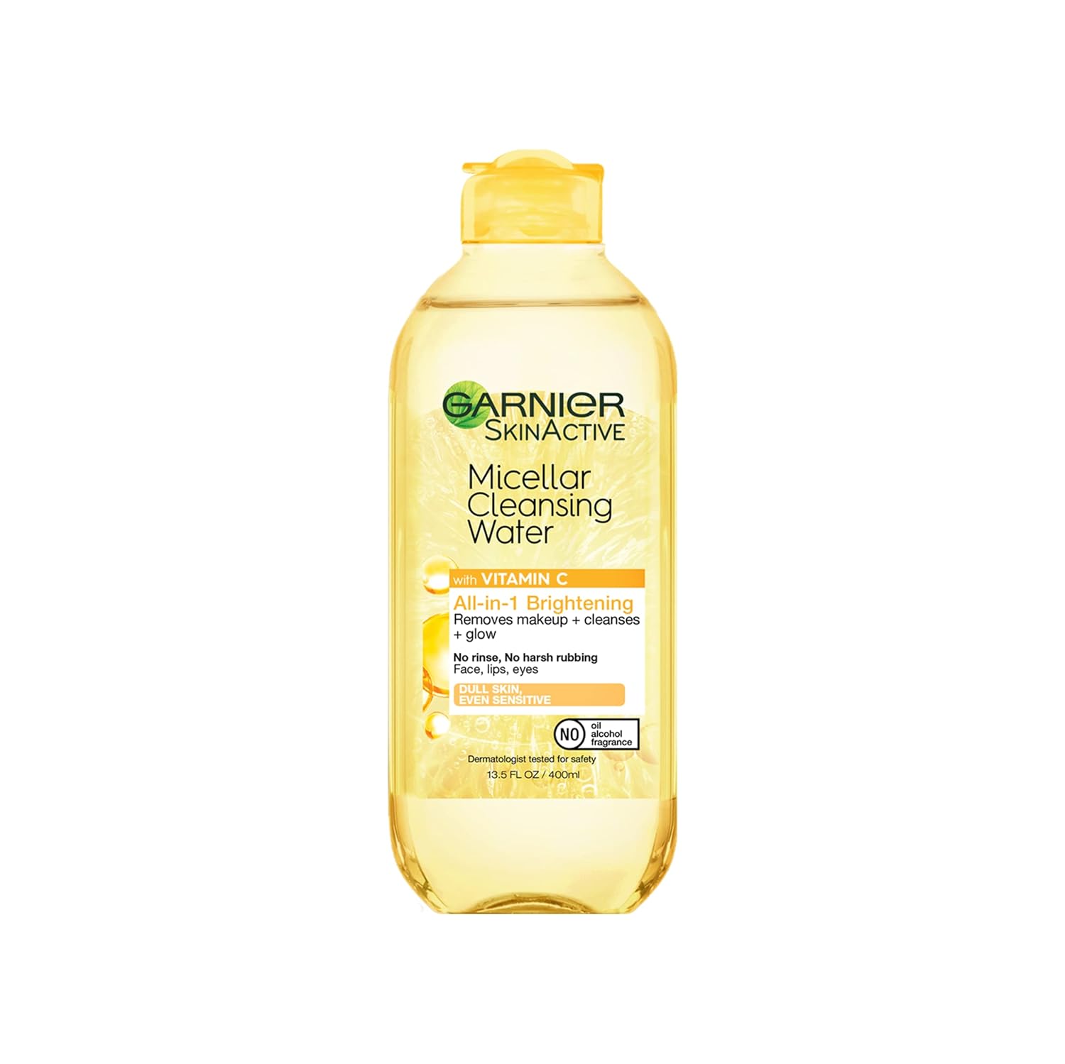 Garnier Micellar Water With Vitamin C, Facial Cleanser & Makeup Remover, Brightening & Hydrating, For All Skin Types, Vegan, Cruelty Free, 13.5 Fl Oz (400Ml), 1 Count