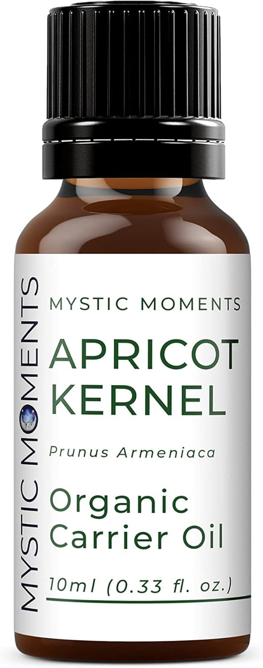 Mystic Moments | Organic Apricot Kernel Carrier Oil 10ml - Pure & Natural Oil Perfect for Hair, Face, Nails, Aromatherapy, Massage and Oil Dilution Vegan GMO Free